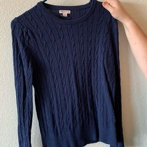 Blue cable knit sweater